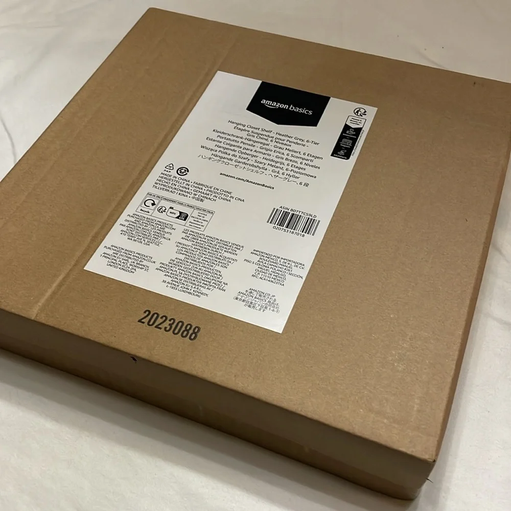 Amazon Basics Hanging Closet Shelf 6 Tier Heather Grey